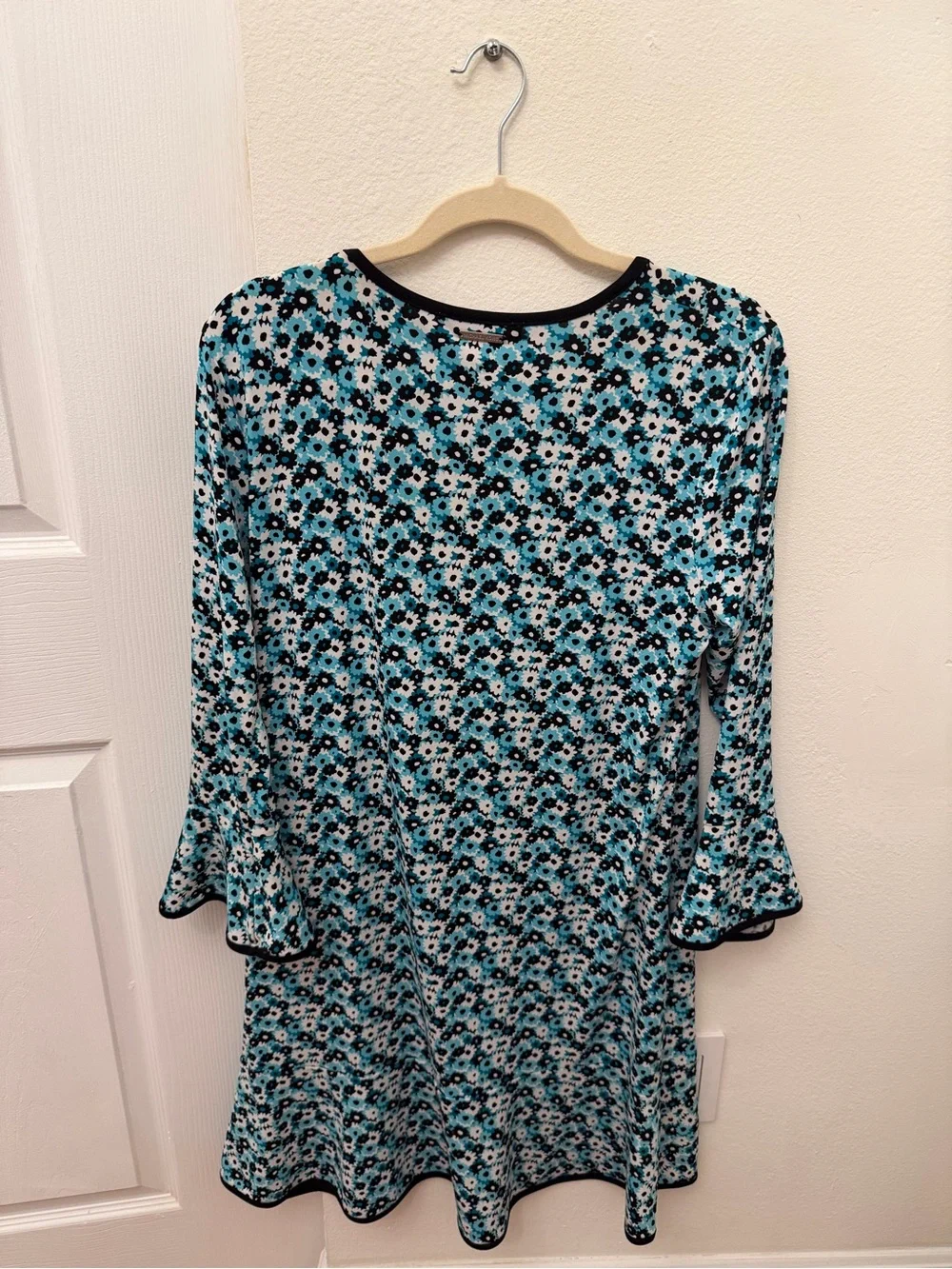 Michael Kors Teal and Black Floral Top